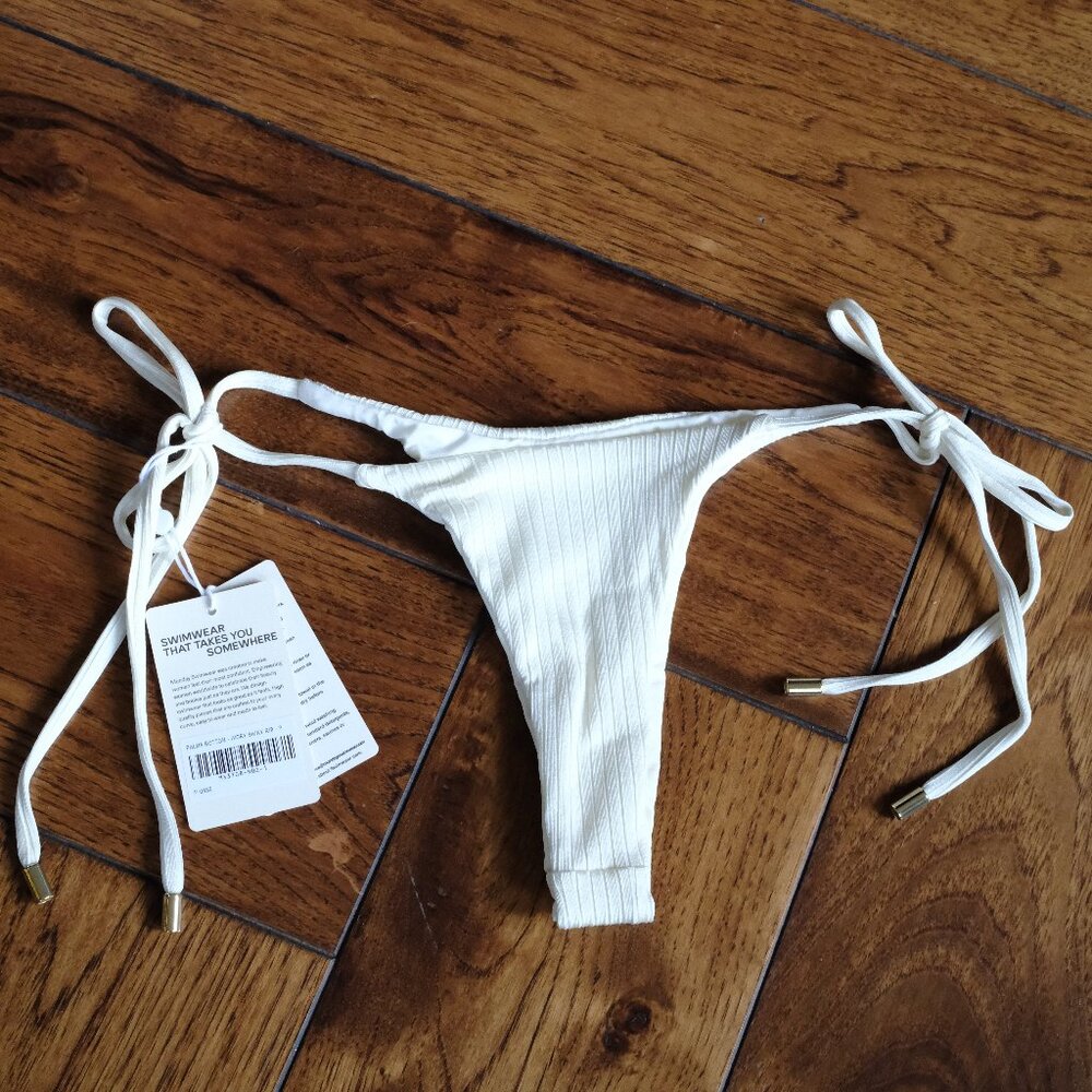 NWT Monday Swimwear Palma Bottom โ Petite (P) โจ Ivory (Shiny Rib) - Picture 6 of 10